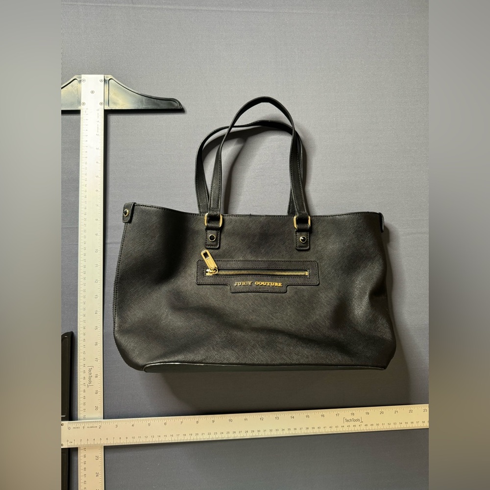 JUICY COUTURE Large SOPHIA Navy Blue Genuine Leather Shoulder Tote Handbag